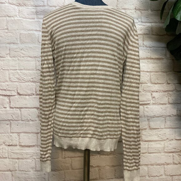 Men's Bloomingdale's Linen Blend Lightweight Sweater, Beige Stripe, Small - Picture 1 of 3